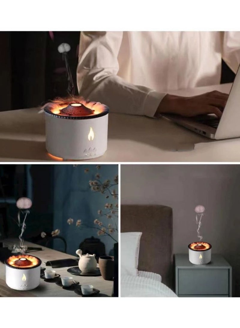 Volcanic Flame Aroma Diffuser Portable Air Humidifier Jellyfish Shape Ring Night Lamp 360ml