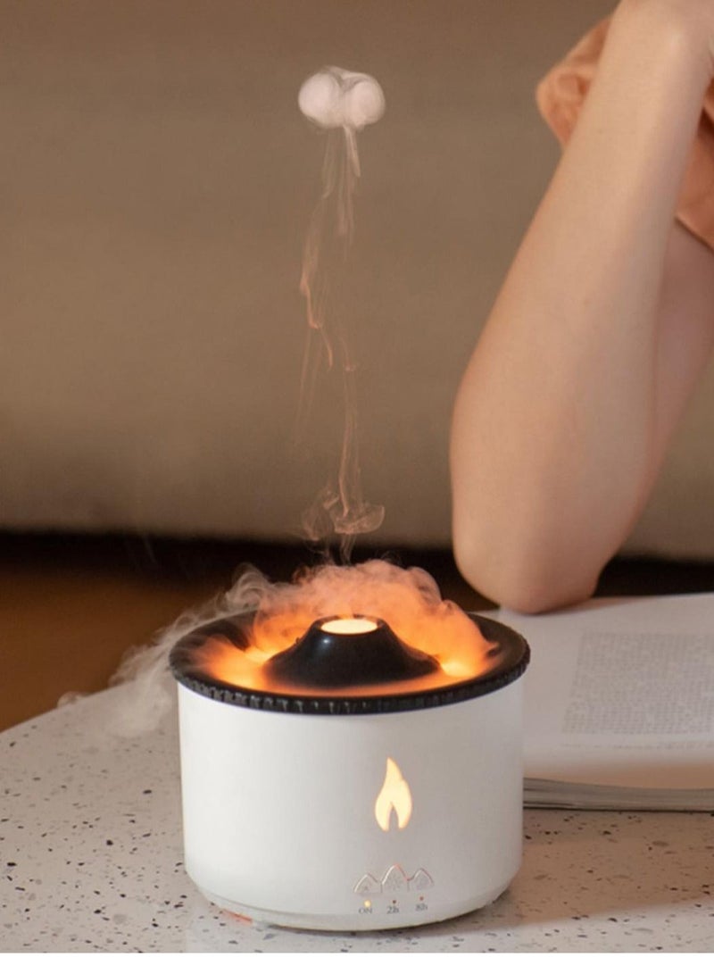 Volcanic Flame Aroma Diffuser Portable Air Humidifier Jellyfish Shape Ring Night Lamp 360ml