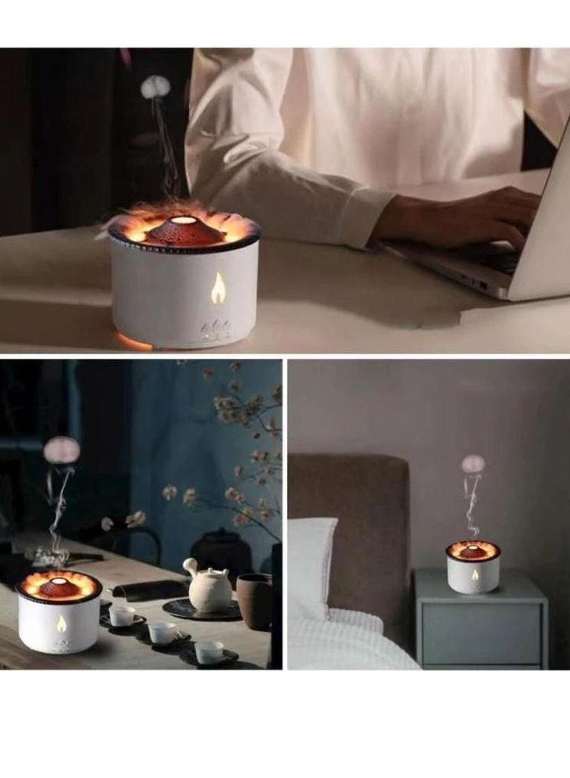 Volcanic Flame Aroma Diffuser Portable Air Humidifier Jellyfish Ring Night Lamp Fragrance 360ml