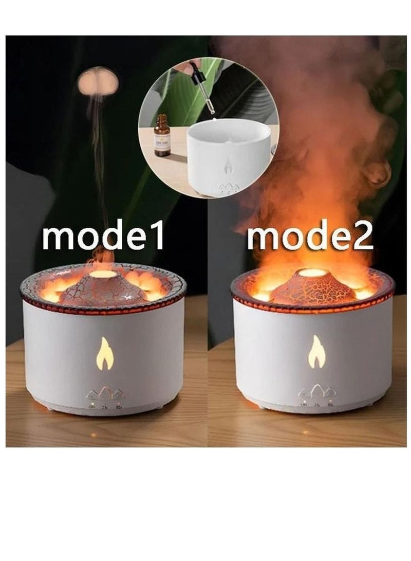 Volcanic Flame Aroma Diffuser Portable Air Humidifier Jellyfish Ring Night Lamp Fragrance 360ml