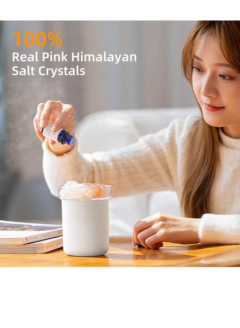 Small Humidifier with Crystal Salt Stone, Dual Nozzles Air Mist , Top Fill Essential Oil Diffuser Desktop for Baby Bedroom Office