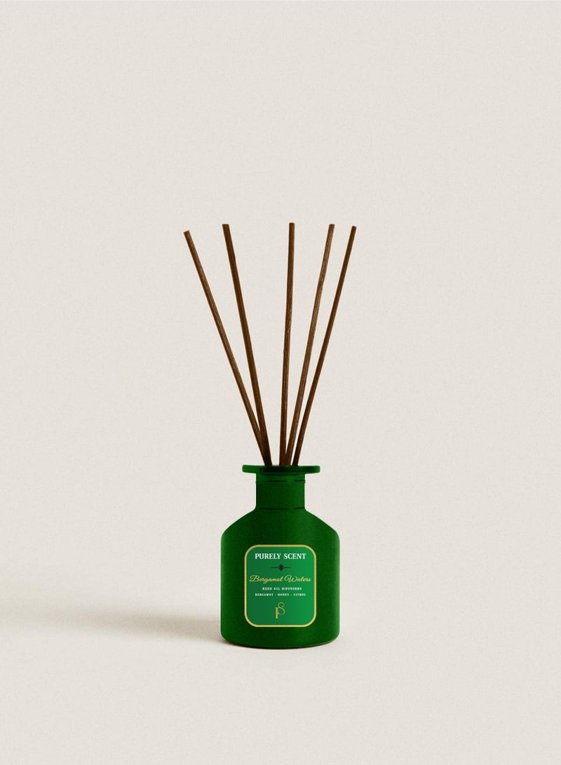 Bergamot Waters Large Reed Oil Diffuser, 6.7 Fl Oz/200 ML, 6 Reed Sticks, Aromatherapy, Lasts Upto 3 Months, Fragrant Diffuser