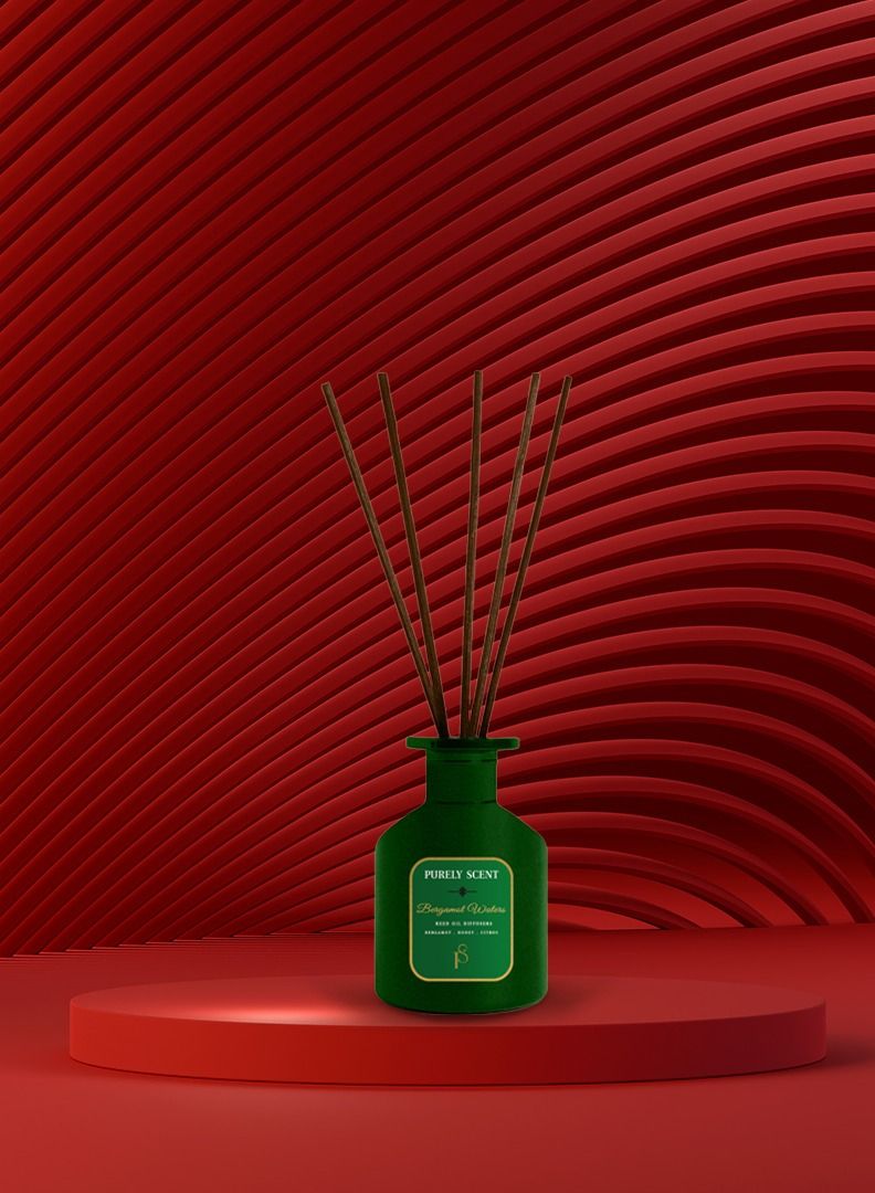 Bergamot Waters Large Reed Oil Diffuser, 6.7 Fl Oz/200 ML, 6 Reed Sticks, Aromatherapy, Lasts Upto 3 Months, Fragrant Diffuser