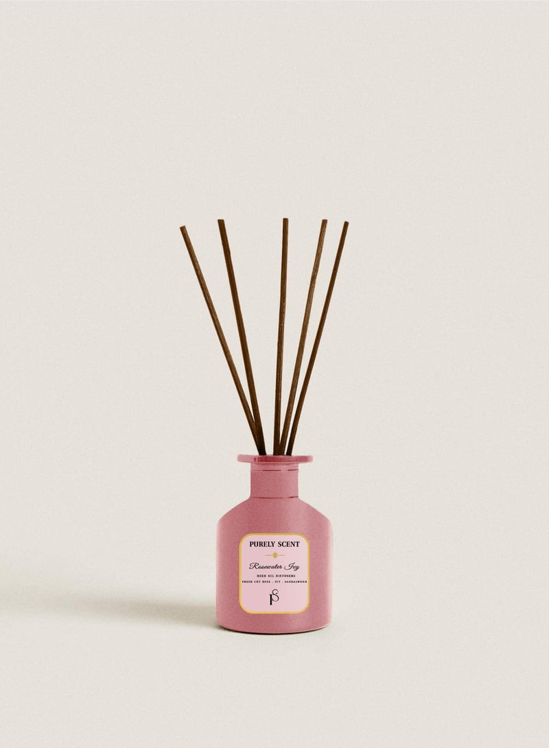 Rosewater Ivy Reed Diffuser – Large 200ML Scented Oil Diffuser – Long Lasting Botanical Home Fragrance with Essential Oils – Elegant Rose Petal & Ivy Diffuser – Decorative Bathroom or Bedroom Decor