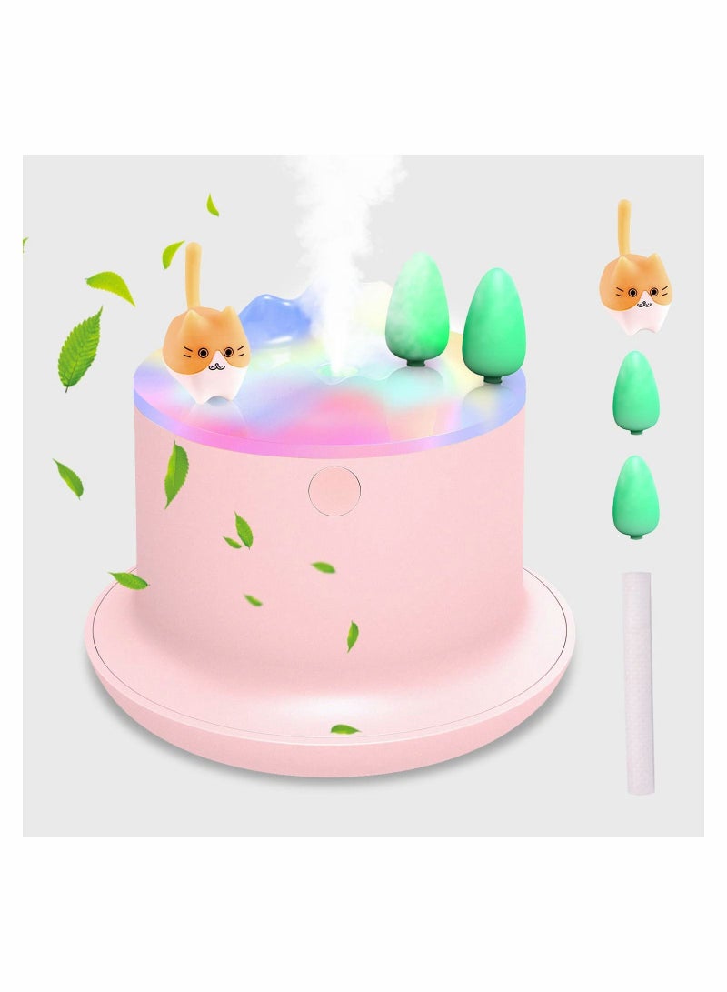 Small Humidifier, 20db Cute Humidifiers, Humidifiers for Baby With Colorful Light, Mini bedroom Kids, Office, Home, Plant, Travel (Pink)
