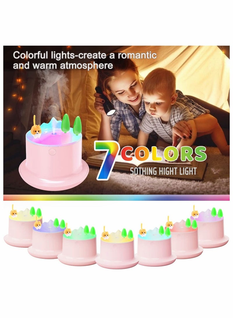 Small Humidifier, 20db Cute Humidifiers, Humidifiers for Baby With Colorful Light, Mini bedroom Kids, Office, Home, Plant, Travel (Pink)