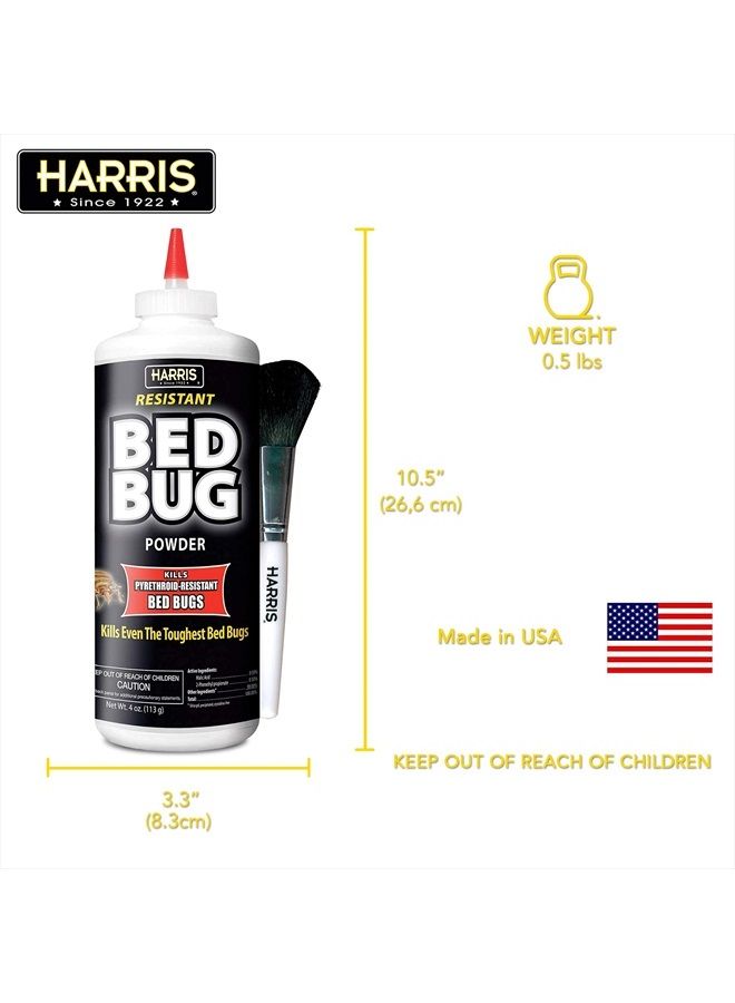 Bed Bug Killer Powder, 4oz with Application Brush