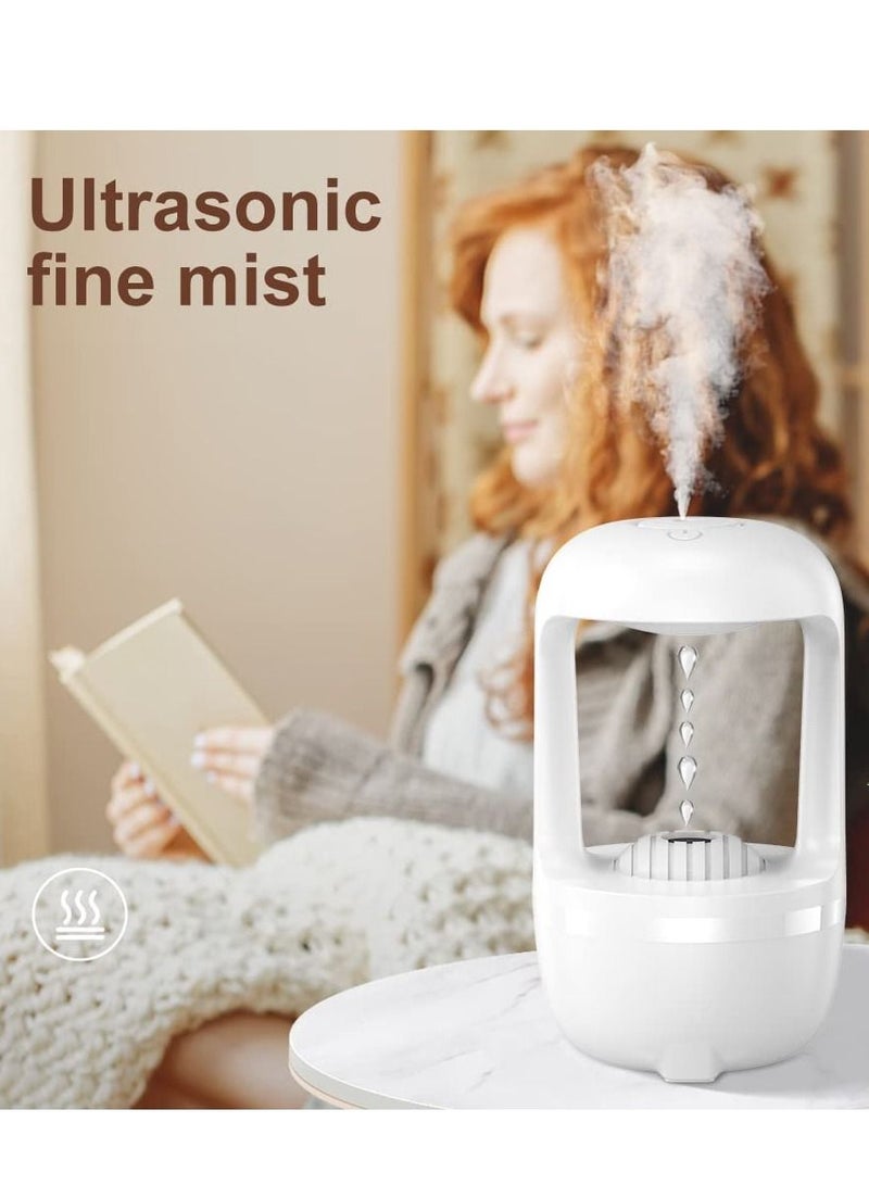 Cool Mist Humidifiers for Bedroom with Cute Water Drops & Light Effects, Small Room Air Diffuser for Baby, Home, Office (White)