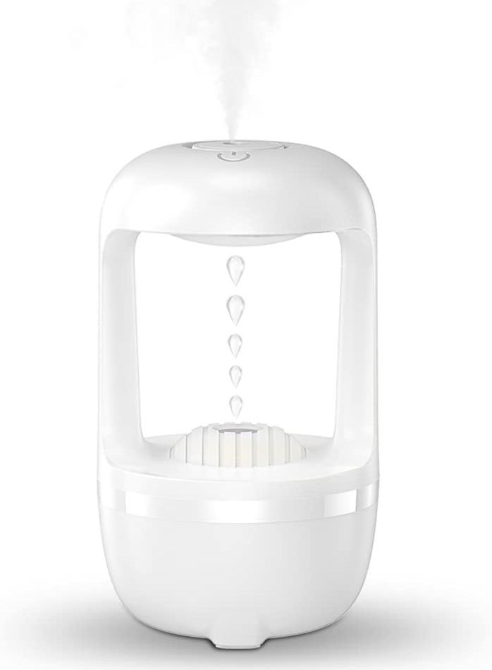 Cool Mist Humidifiers for Bedroom with Cute Water Drops & Light Effects, Small Room Air Diffuser for Baby, Home, Office (White)