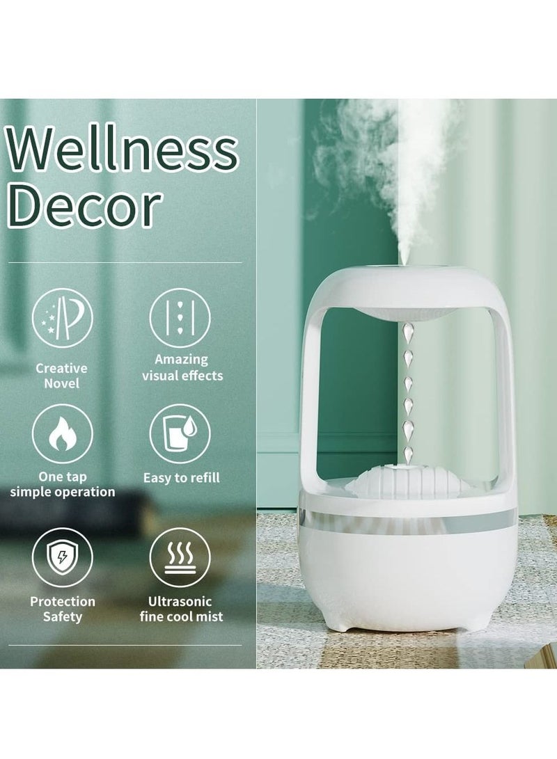 Cool Mist Humidifiers for Bedroom with Cute Water Drops & Light Effects, Small Room Air Diffuser for Baby, Home, Office (White)