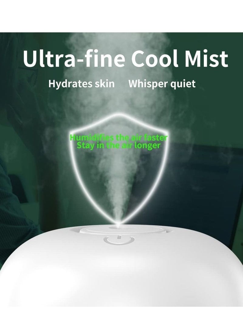 Cool Mist Humidifiers for Bedroom with Cute Water Drops & Light Effects, Small Room Air Diffuser for Baby, Home, Office (White)