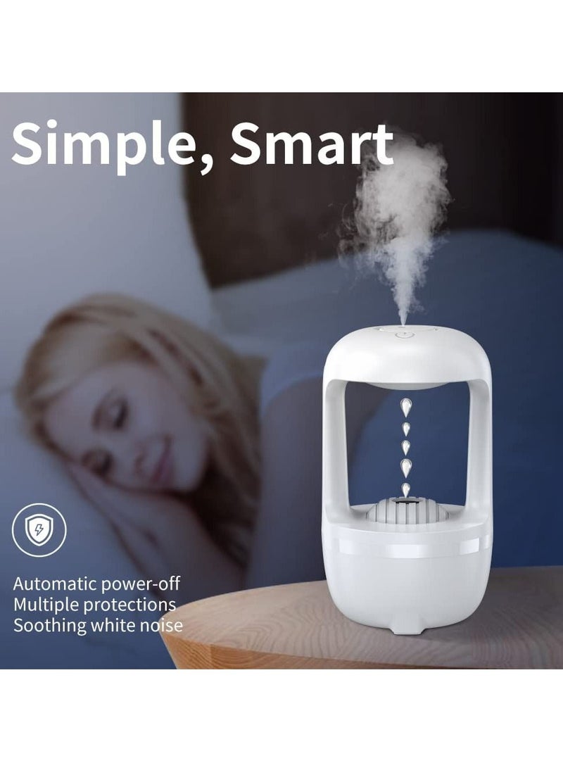 Cool Mist Humidifiers for Bedroom with Cute Water Drops & Light Effects, Small Room Air Diffuser for Baby, Home, Office (White)