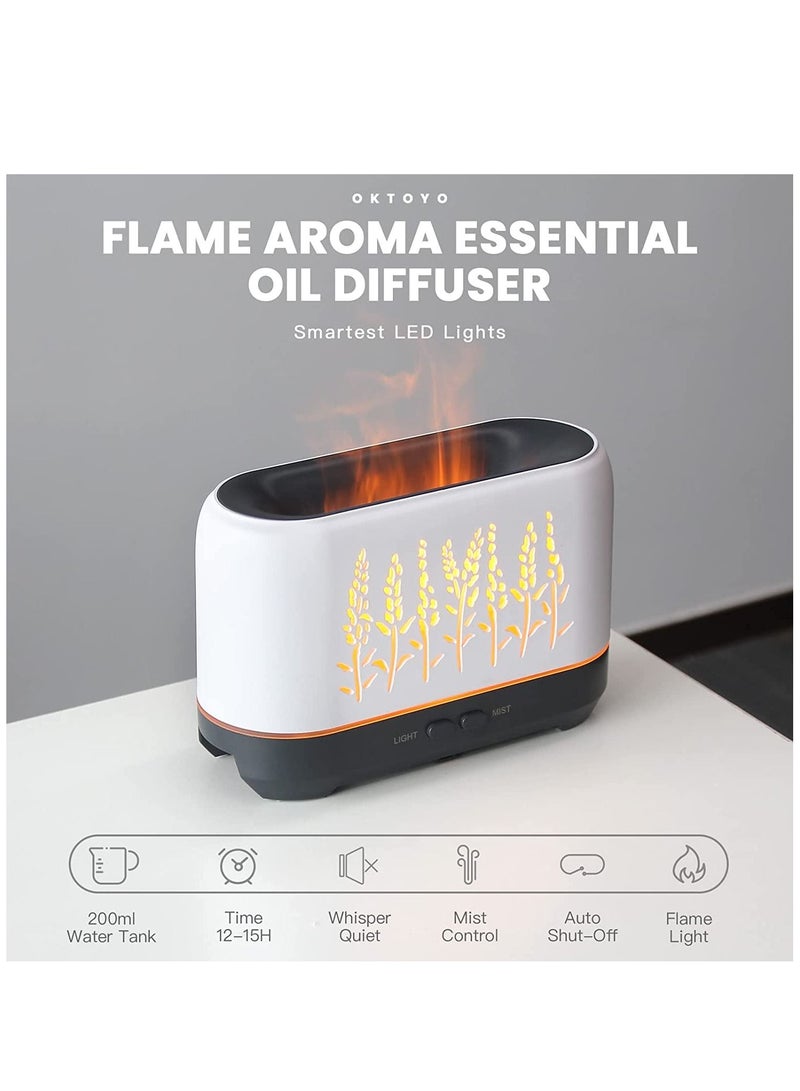 Essential Oil Diffuser with Flame Light Upgraded Super Quiet for Aromatherapy Essential Oils Mist Humidifiers with 3 Mist Mode 4 Timer Waterless Auto Shut-Off for Home Office