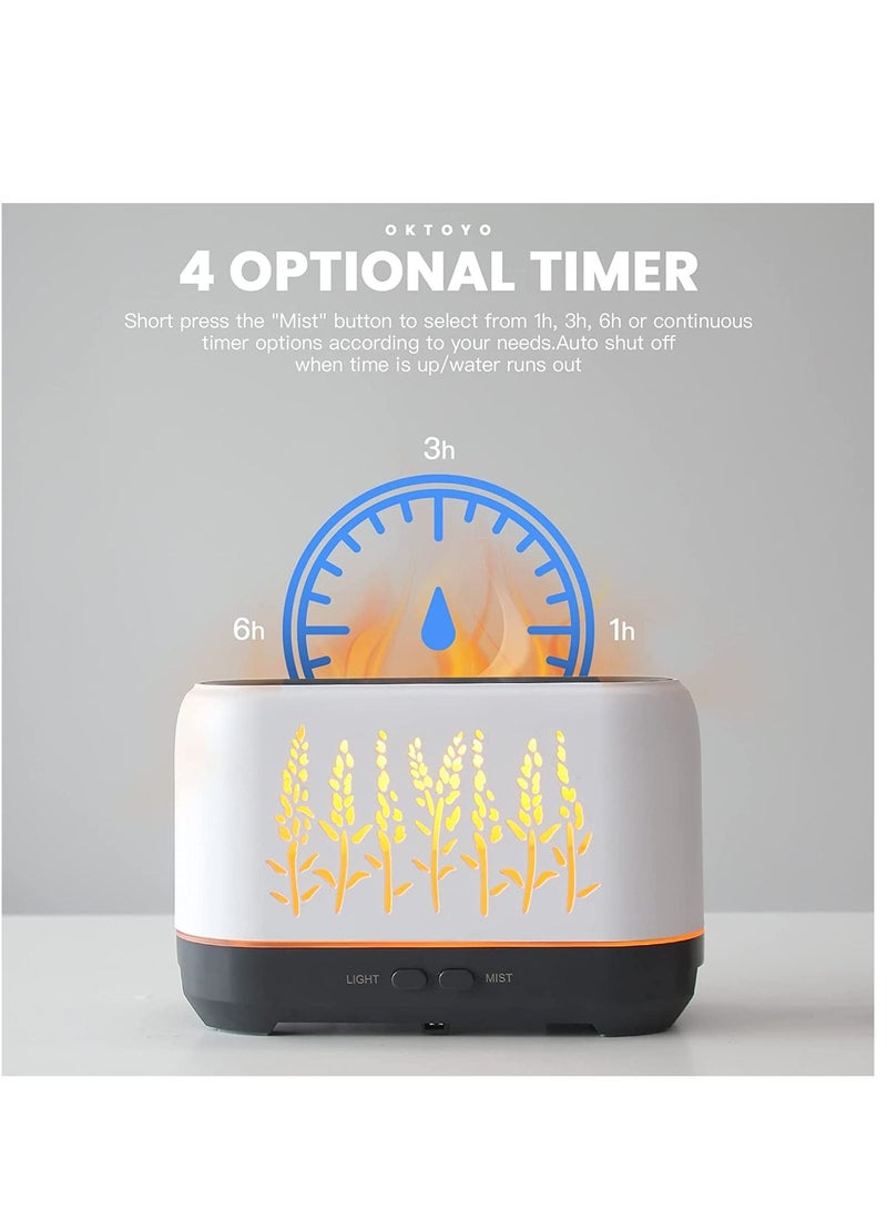 Essential Oil Diffuser with Flame Light Upgraded Super Quiet for Aromatherapy Essential Oils Mist Humidifiers with 3 Mist Mode 4 Timer Waterless Auto Shut-Off for Home Office