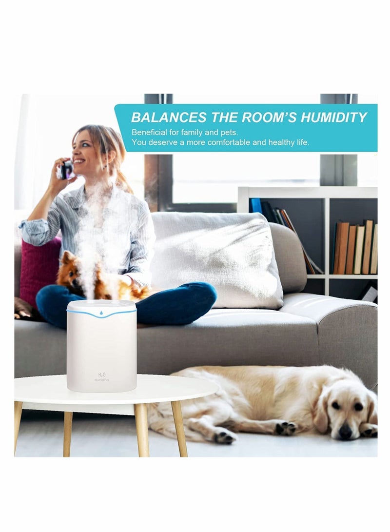 Humidifiers for Bedroom, 2L Cool Mist Humidifier bedroom, USB Portable Desk Humidifier, Quiet Ultrasonic with 2 Modes, Auto Shut Off Travel Home