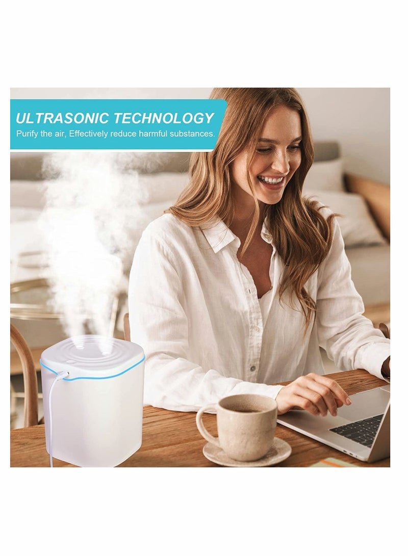 Humidifiers for Bedroom, 2L Cool Mist Humidifier bedroom, USB Portable Desk Humidifier, Quiet Ultrasonic with 2 Modes, Auto Shut Off Travel Home