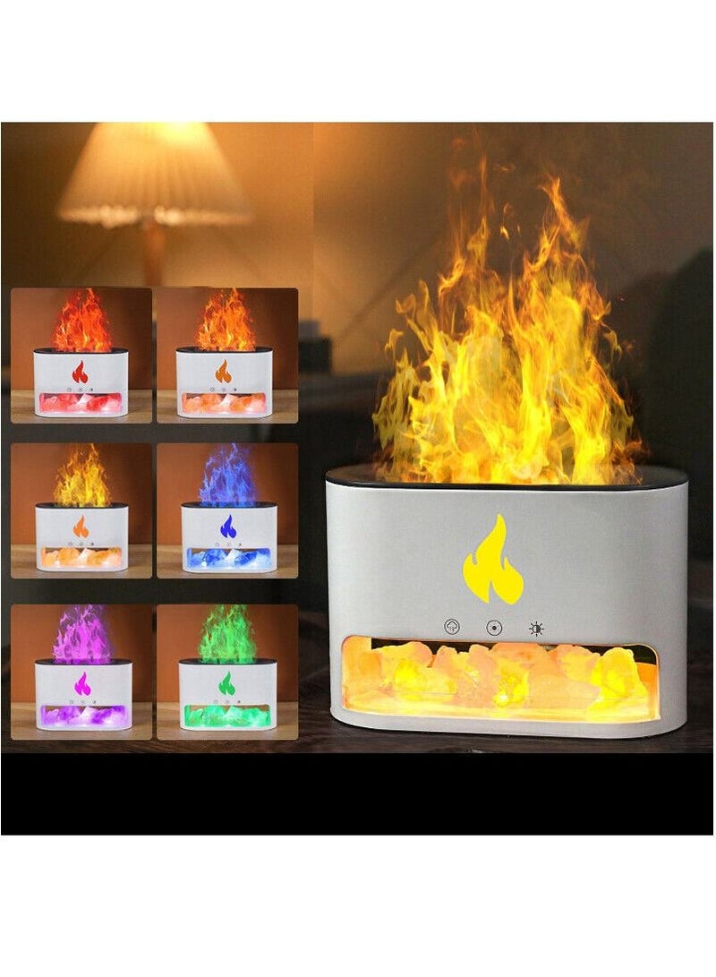 Essential Oil Diffuser 250mL Flame Aroma Diffuser Silent Aroma Diffuser Humidifier Salt Stone Lamp Light Gradient Essential Oil Diffuser with Automatic Safety Switch