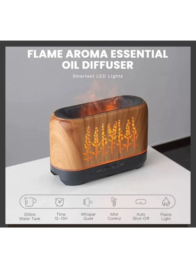 USB Air Humidifier Flame Wood Grain Aroma Essential Oil Diffuser With Remote Control