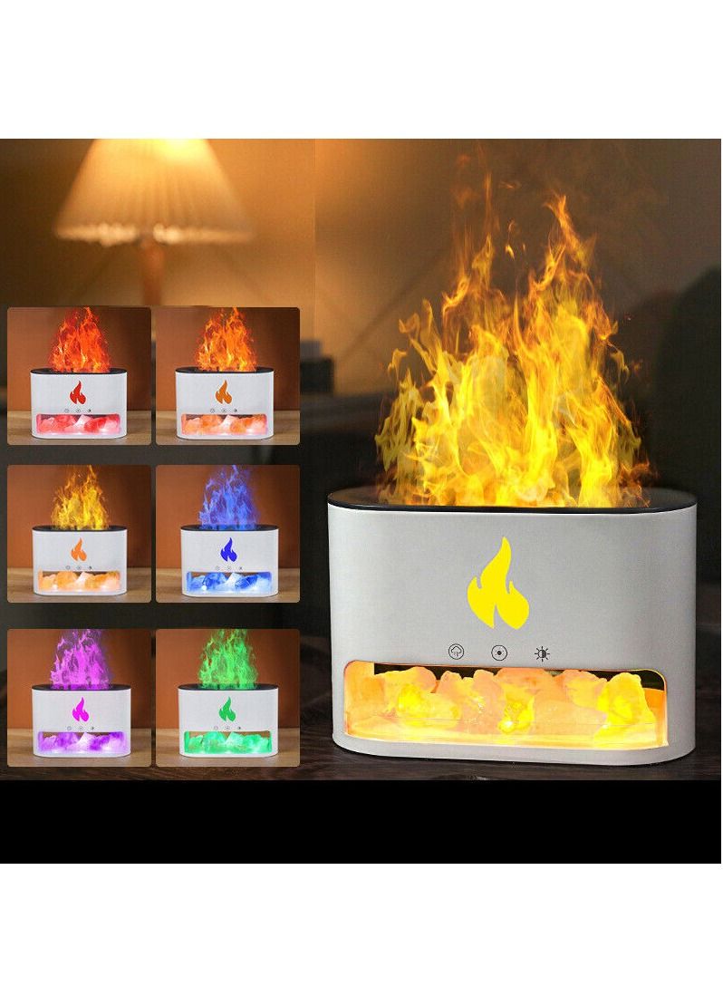 Essential Oil Diffuser 250mL Flame Aroma Diffuser Silent Aroma Diffuser Humidifier Salt Stone Lamp Light Gradient Essential Oil Diffuser with Automatic Safety Switch