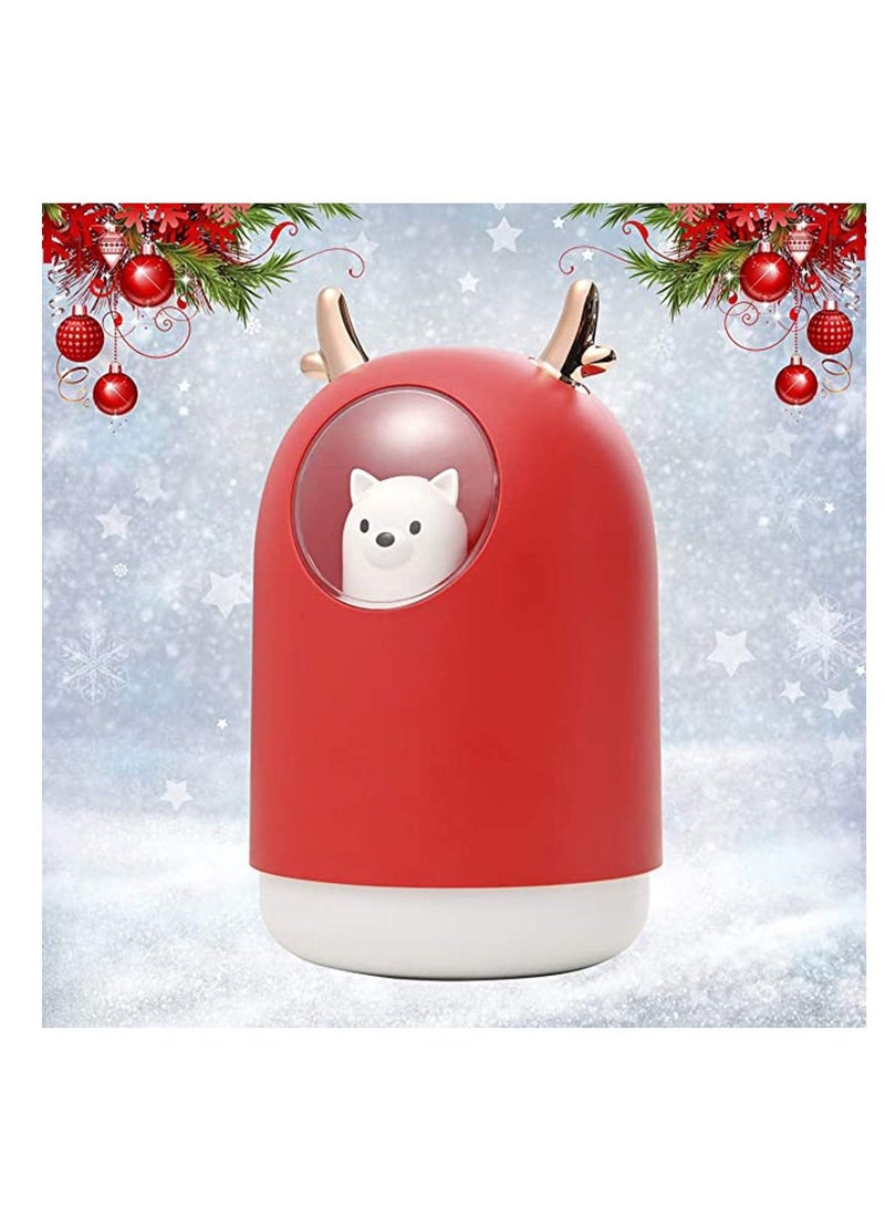 Cool Mist Humidifier with Adjustable Mode, 300 ml Water Tank Lasts Up to 10 Hours, 7 Color LED Lights Changing, Waterless Auto Shut-Off for Home, Bedroom, Office (Red)