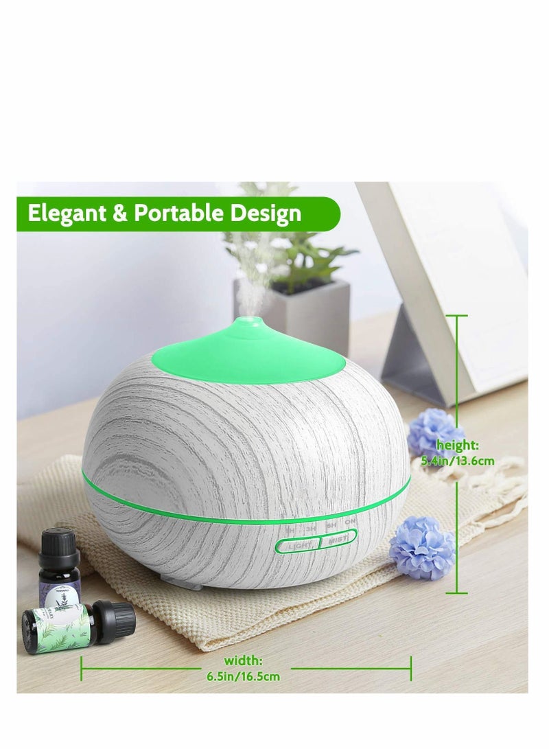 HiDear 400ml Essential Oil Diffusers, Cool Mist Aroma Diffuser for Aromatherapy Up to 11h Use, Ultrasonic Humidifiers with 7 Led Lights and 4 Timer Setting,...