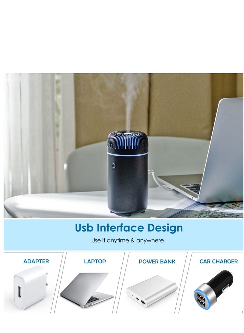 Car Diffuser, Humidifier Aromatherapy Essential Oil Diffuser USB Cool Mist Mini Portable Diffuser for Car Home Office Bedroom (Black)