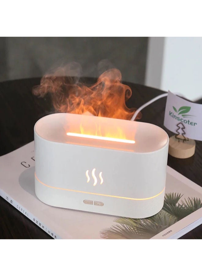 Humidifier Flame Aroma Diffuser Aromatherapy Light Mist Atomizer Auto-Off Protection For Spa Home Yoga Office WHITE