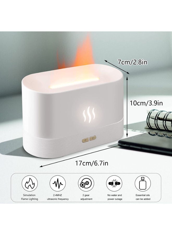 Humidifier Flame Aroma Diffuser Aromatherapy Light Mist Atomizer Auto-Off Protection For Spa Home Yoga Office WHITE