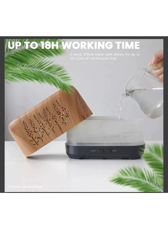 USB Air Humidifier Flame Wood Grain Aroma Essential Oil Diffuser With Remote Control