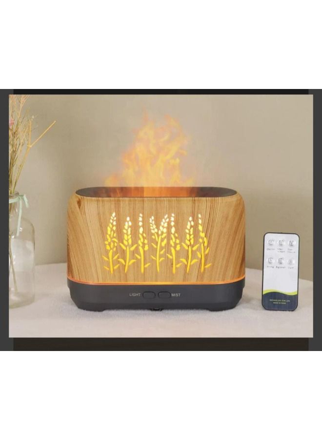 USB Air Humidifier Flame Wood Grain Aroma Essential Oil Diffuser With Remote Control