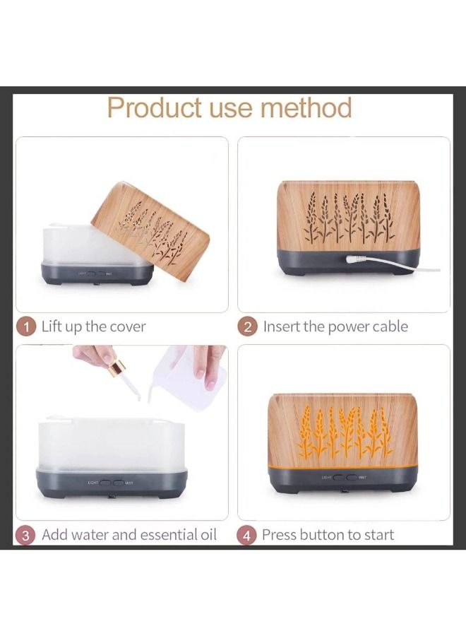 USB Air Humidifier Flame Wood Grain Aroma Essential Oil Diffuser With Remote Control