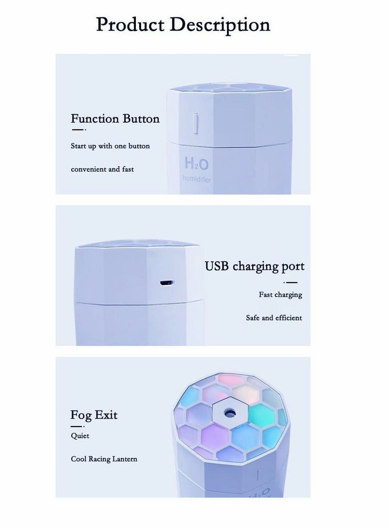 Portable Mini Humidifier, Small Cool Mist USB Personal Desktop Humidifier for Bedroom Travel Office Home, Auto Shut-Off