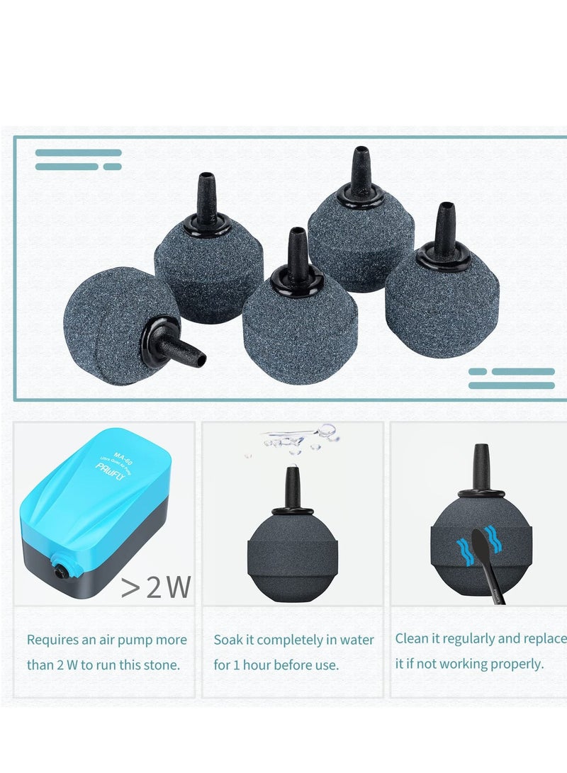 Aquarium 1.2 Inch Air Stone Ball Bubble Diffuser Release Tool for Pumps Fish Tanks Small Buckets and Koi Ponds, 6 Pack