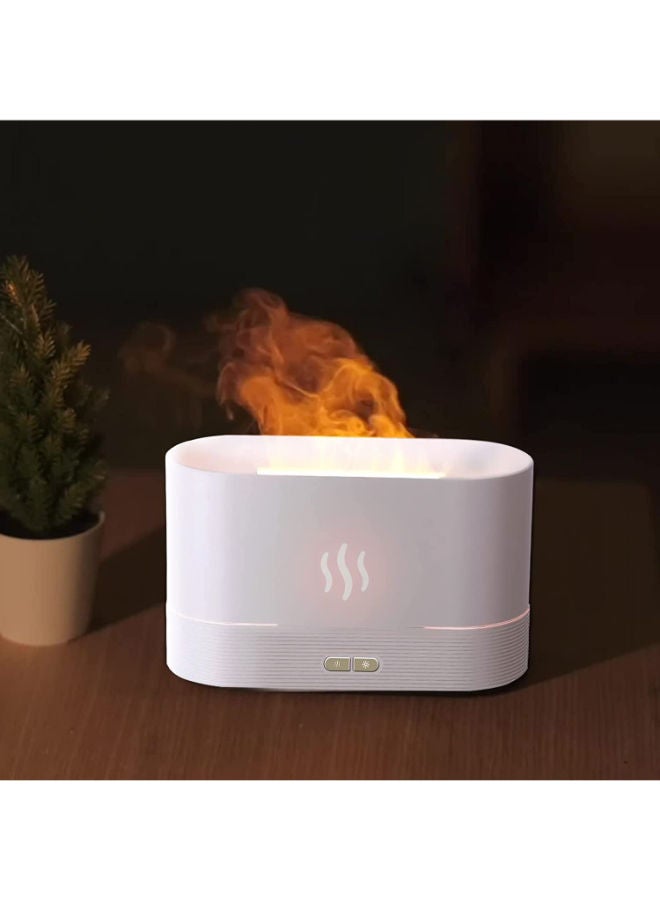 Aromatherapy Essential Oil Diffuser with Flame Light, 180mL Quiet Mist Humidifiers for Essential Oils Home Aroma Air Diffusers, with Auto Shut-Off Protection. (White)