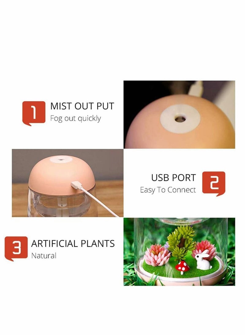 Air Humidifier Micro LED Landscape, Adjustable Mist Mode, Waterless Auto Shut-Off Various Places Like Bedroom,Office,Car (Pink)