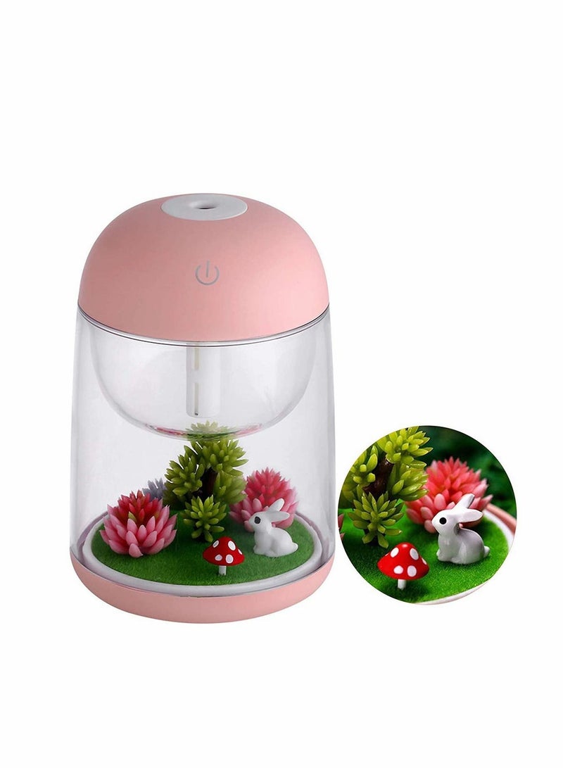 Air Humidifier Micro LED Landscape, Adjustable Mist Mode, Waterless Auto Shut-Off Various Places Like Bedroom,Office,Car (Pink)