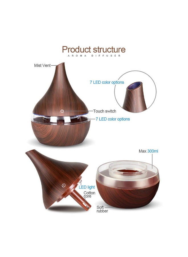 LED Light Humidifier Electric Aroma Air Diffuser Wood Ultrasonic Air Humidifier 300ML