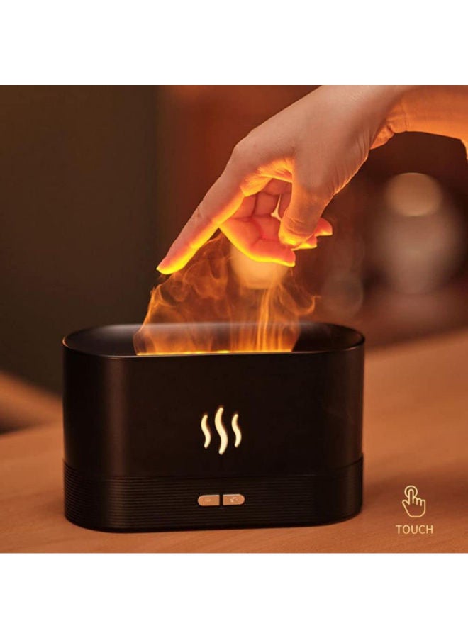 Humidifier Flame Aroma Diffuser Aromatherapy Light Mist Atomizer Auto-Off Protection For Spa Home Yoga Office Black