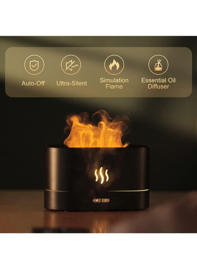 Humidifier Flame Aroma Diffuser Aromatherapy Light Mist Atomizer Auto-Off Protection For Spa Home Yoga Office Black