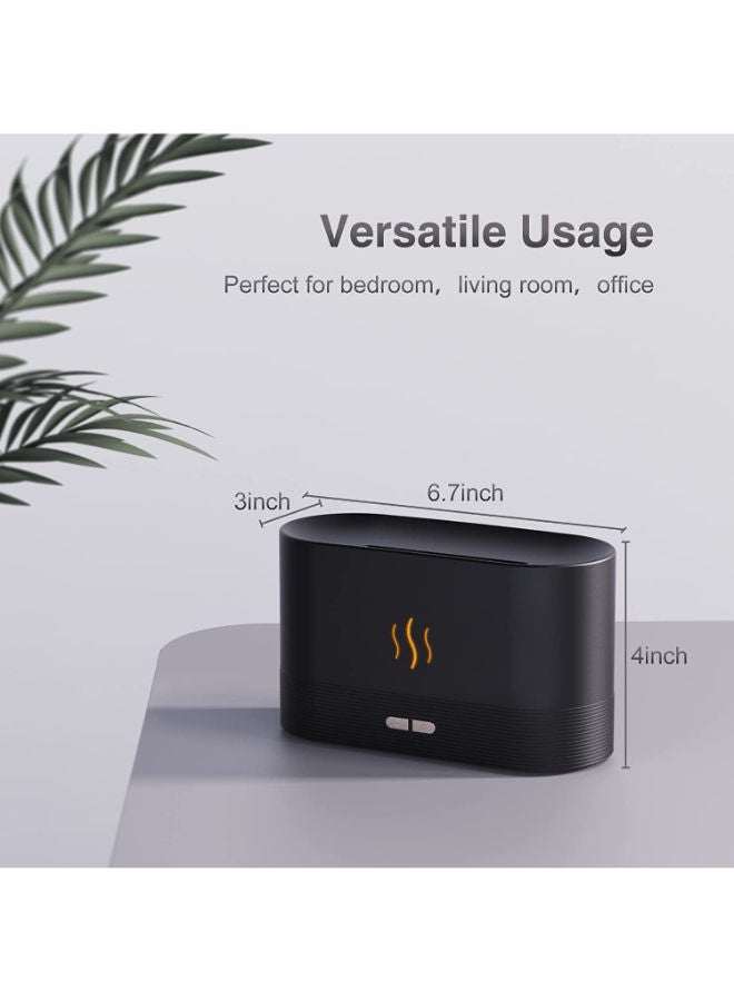 Humidifier Flame Aroma Diffuser Aromatherapy Light Mist Atomizer Auto-Off Protection For Spa Home Yoga Office Black