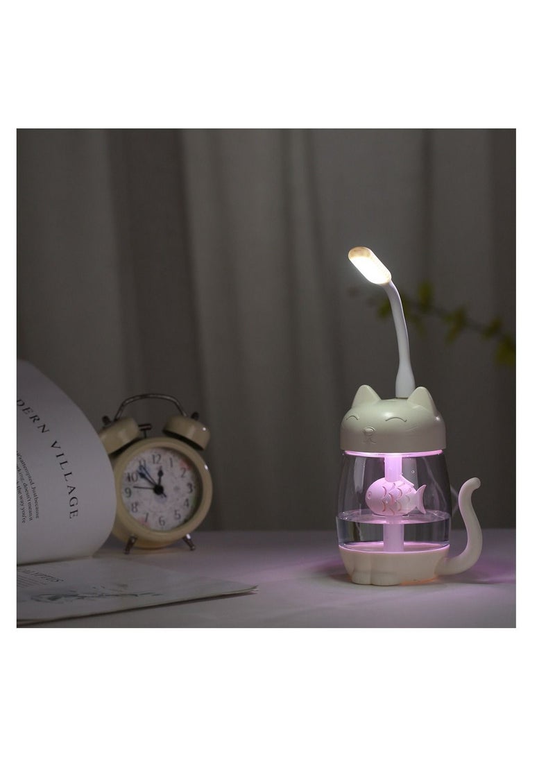 Cute cat humidifier usb three-in-one home desktop office with night light air atomizer