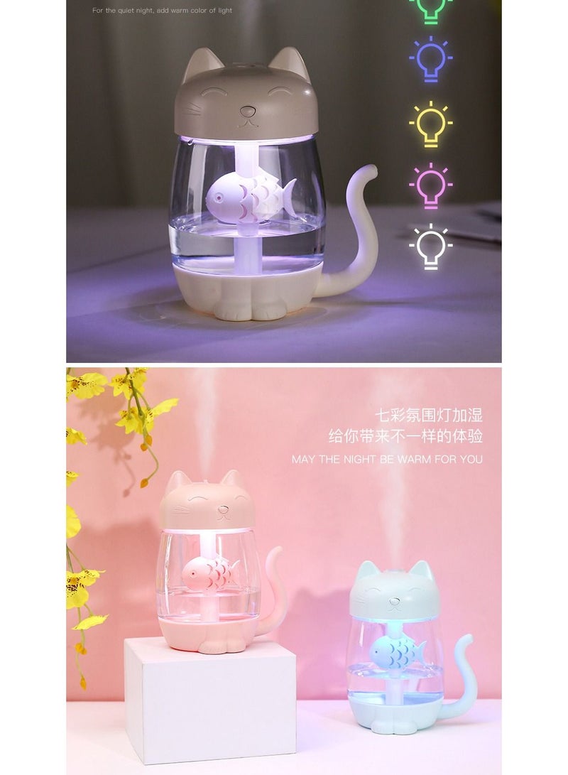 Cute cat humidifier usb three-in-one home desktop office with night light air atomizer