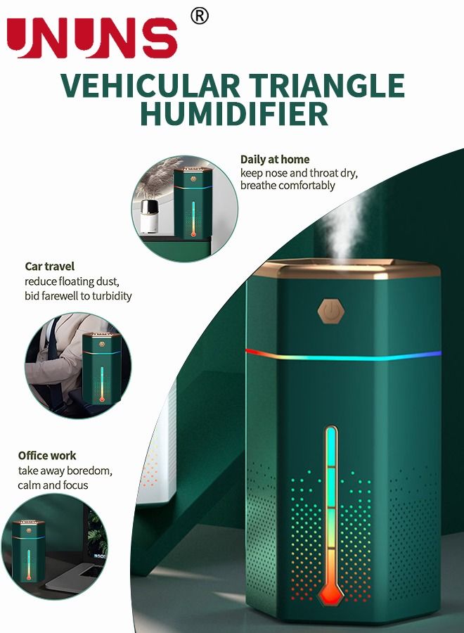 Humidifiers For Bedroom,1L Cool Mist Humidifier With 7 Color Night Lights,USB Powered Aroma Diffuser,Car Air Humidifier,Quiet Humidifier,Portable Desk Humidifier,Auto Shut-Off Air Vaporizer,Green