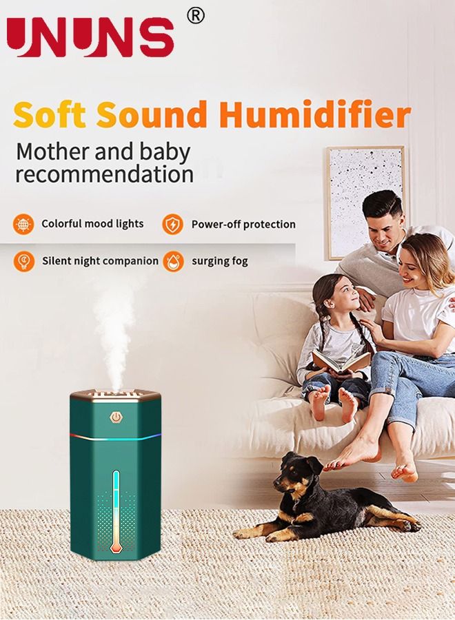 Humidifiers For Bedroom,1L Cool Mist Humidifier With 7 Color Night Lights,USB Powered Aroma Diffuser,Car Air Humidifier,Quiet Humidifier,Portable Desk Humidifier,Auto Shut-Off Air Vaporizer,Green