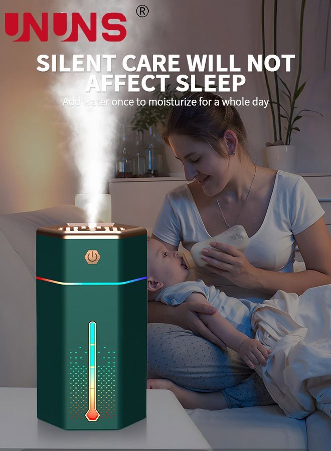 Humidifiers For Bedroom,1L Cool Mist Humidifier With 7 Color Night Lights,USB Powered Aroma Diffuser,Car Air Humidifier,Quiet Humidifier,Portable Desk Humidifier,Auto Shut-Off Air Vaporizer,Green