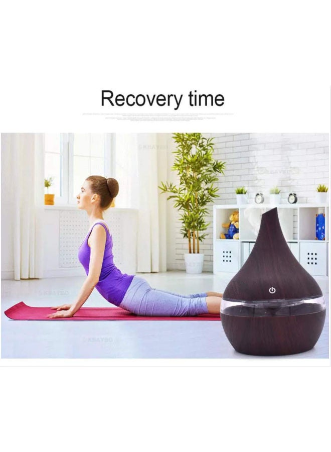 Aroma Essential Oil Diffuser 300ml Ultrasonic Humidifier with Electric Wood Grain LED Lights Aroma Diffuser for Home,Darkwoodgrain