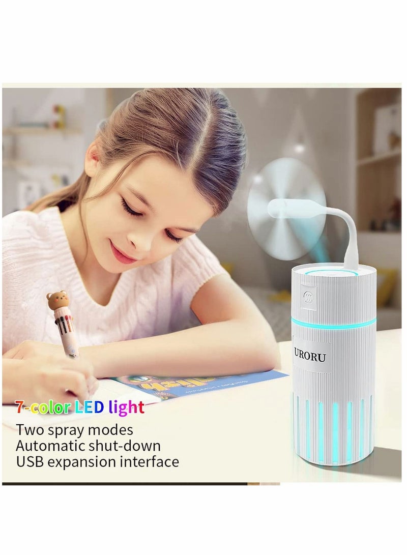 Mini Humidifier for Kids, 320ml Small Desk Humidifier, USB Personal humidifiers with 2 Mist Modes, Whisper Quiet, Shut-Off Bedroom, Plants, Baby Room, Office and Car
