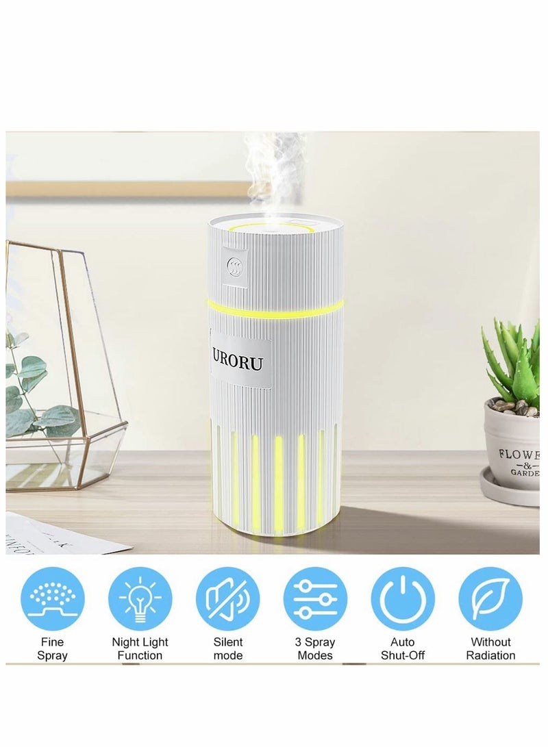 Mini Humidifier for Kids, 320ml Small Desk Humidifier, USB Personal humidifiers with 2 Mist Modes, Whisper Quiet, Shut-Off Bedroom, Plants, Baby Room, Office and Car