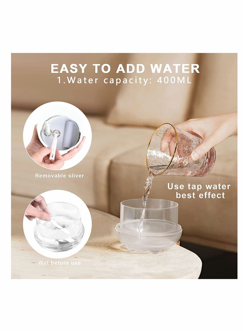 Humidifiers, 400ml Mini Portable Humidifier, Adjustable Double Spray, Cute Night Light, Super Sound-off, for Bedroom Kids Office Desktop Home, Easy to Clean(White)