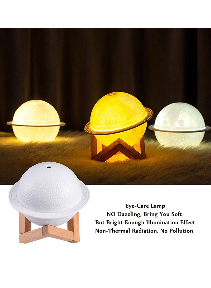 Moon Lamp Humidifier, 3D Printing Moon Night Light with USB Recharge, 3 Colors Led Moon Light with Stand, Aromatherapy Diffuser Nursery Night Light for Kids Baby Friend Lover Birthday Room Decor